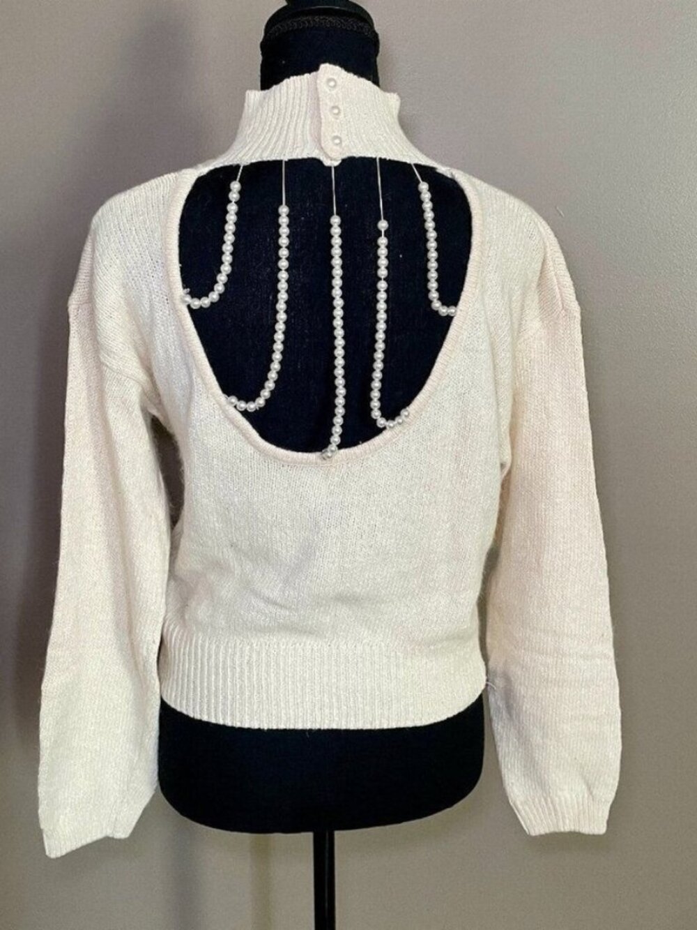 Vintage Xtra Energy by de Rotchild ivory silk-angora open-back sweater